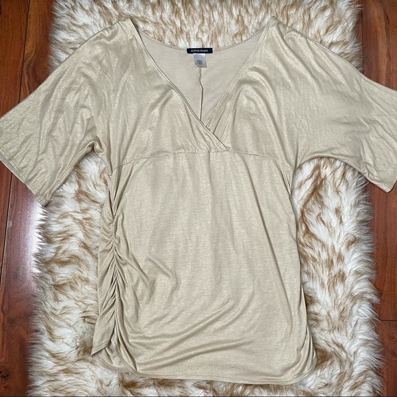 Boston Proper gold shimmer surplice tunic - Picture 4 of 6
